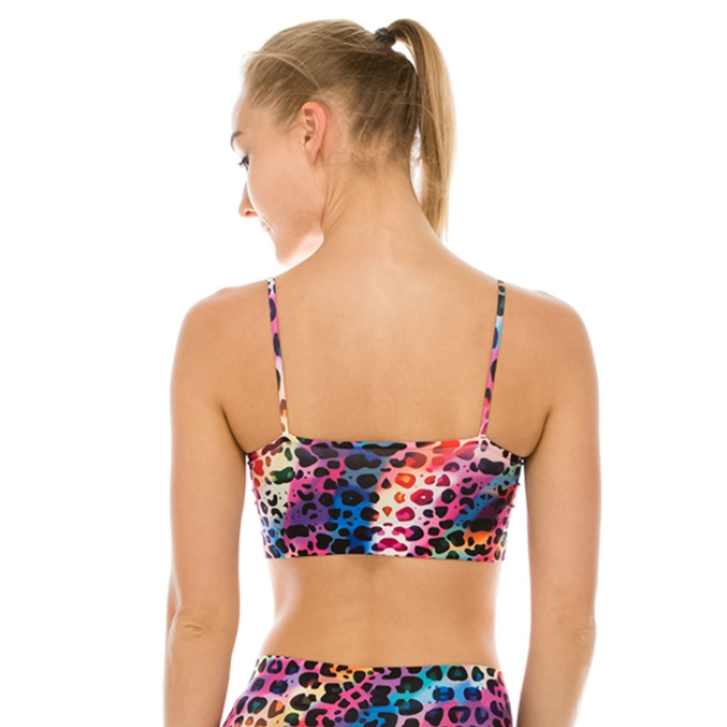 RAINBOW LEOPARD PRINT & SEQUIN STRETCHY BANDEAU CAMI Dancewear Kurve 