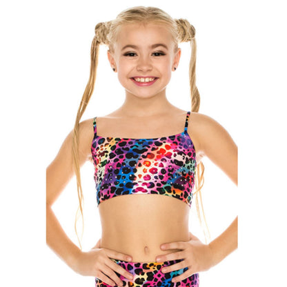 RAINBOW LEOPARD PRINT & SEQUIN STRETCHY BANDEAU CAMI Dancewear Kurve 