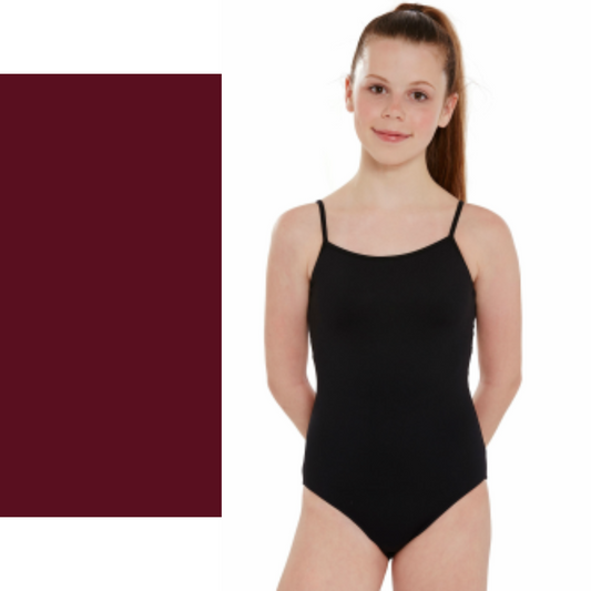 SALE - SERENA - NYLON LYCRA PLAIN FRONT CAMISOLE LEOTARD - BURGUNDY