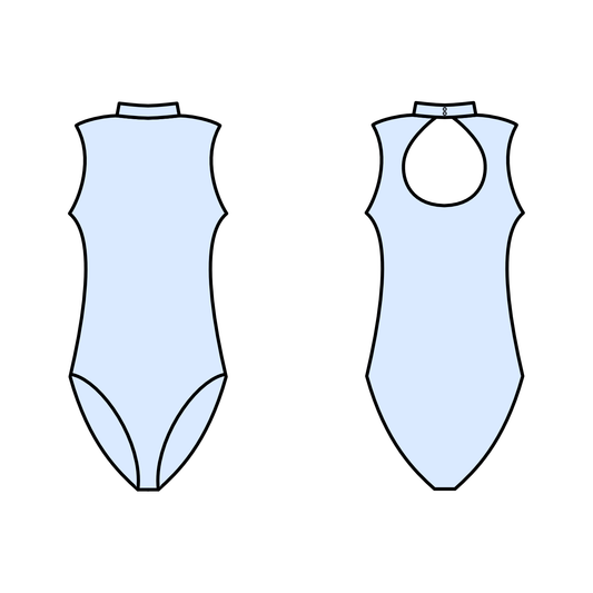 SALE - SHARON - LYCRA SLEEVELESS POLO NECK LEOTARD - LIGHTER PALE BLUE - 0 (AGE 4-6)