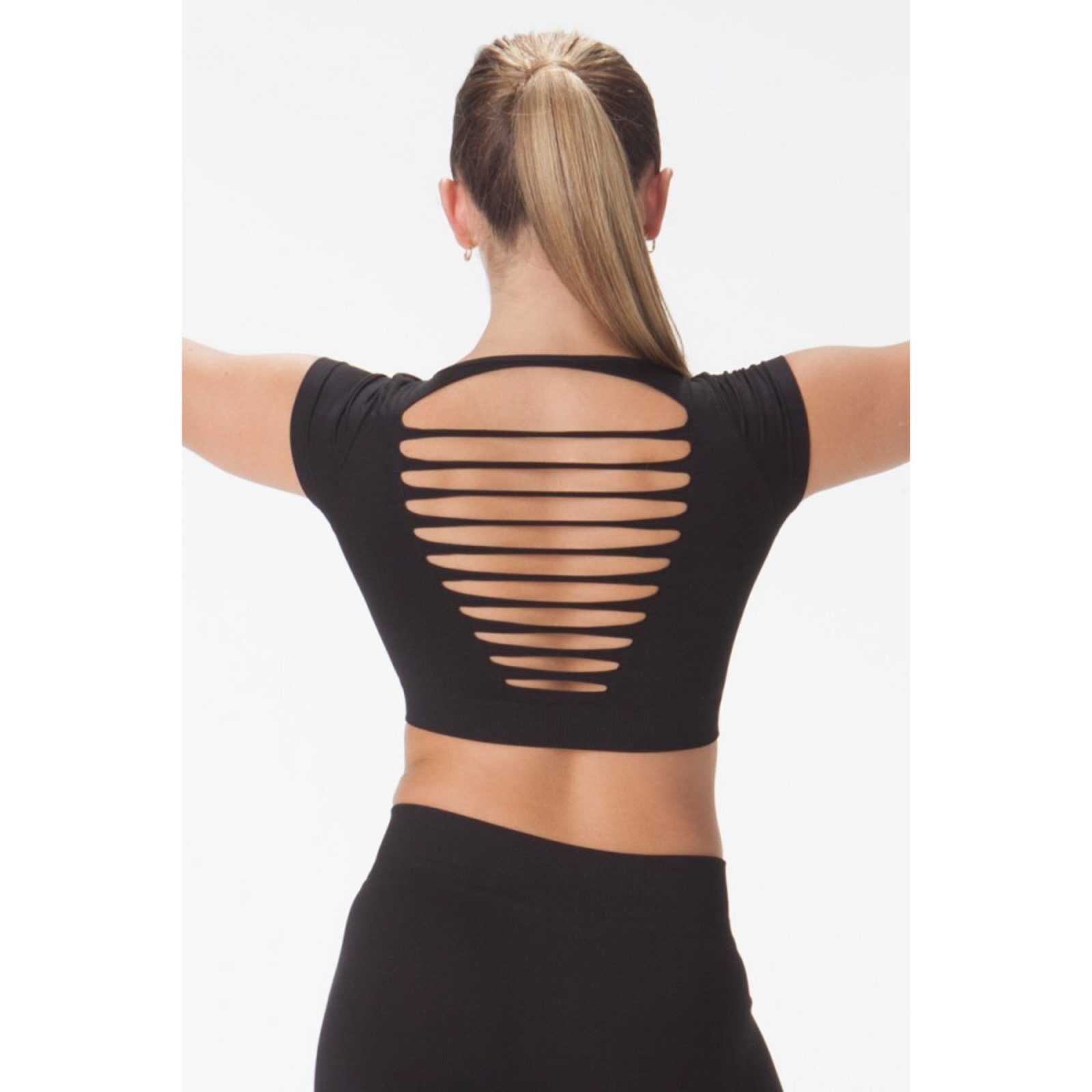 SLASHED BACK CAP SLEEVE CROP TOP Dancewear Kurve 