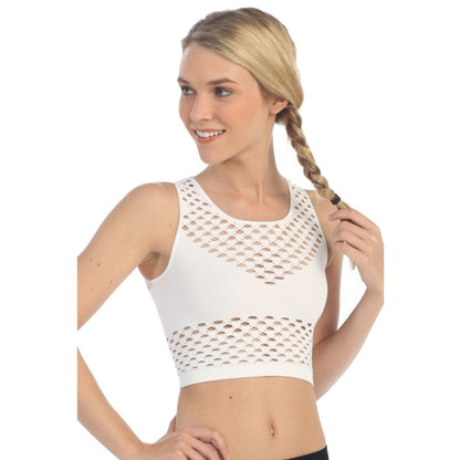 SLEEVELESS BRA COVERED CROP TANK TOP Dancewear Kurve White One Size (Youth - Medium Adult) 