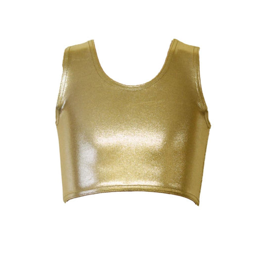 SUZI - GOLD SHINE SLEEVELESS GIRLS CROP TOP Children's Dancewear Dancers World 