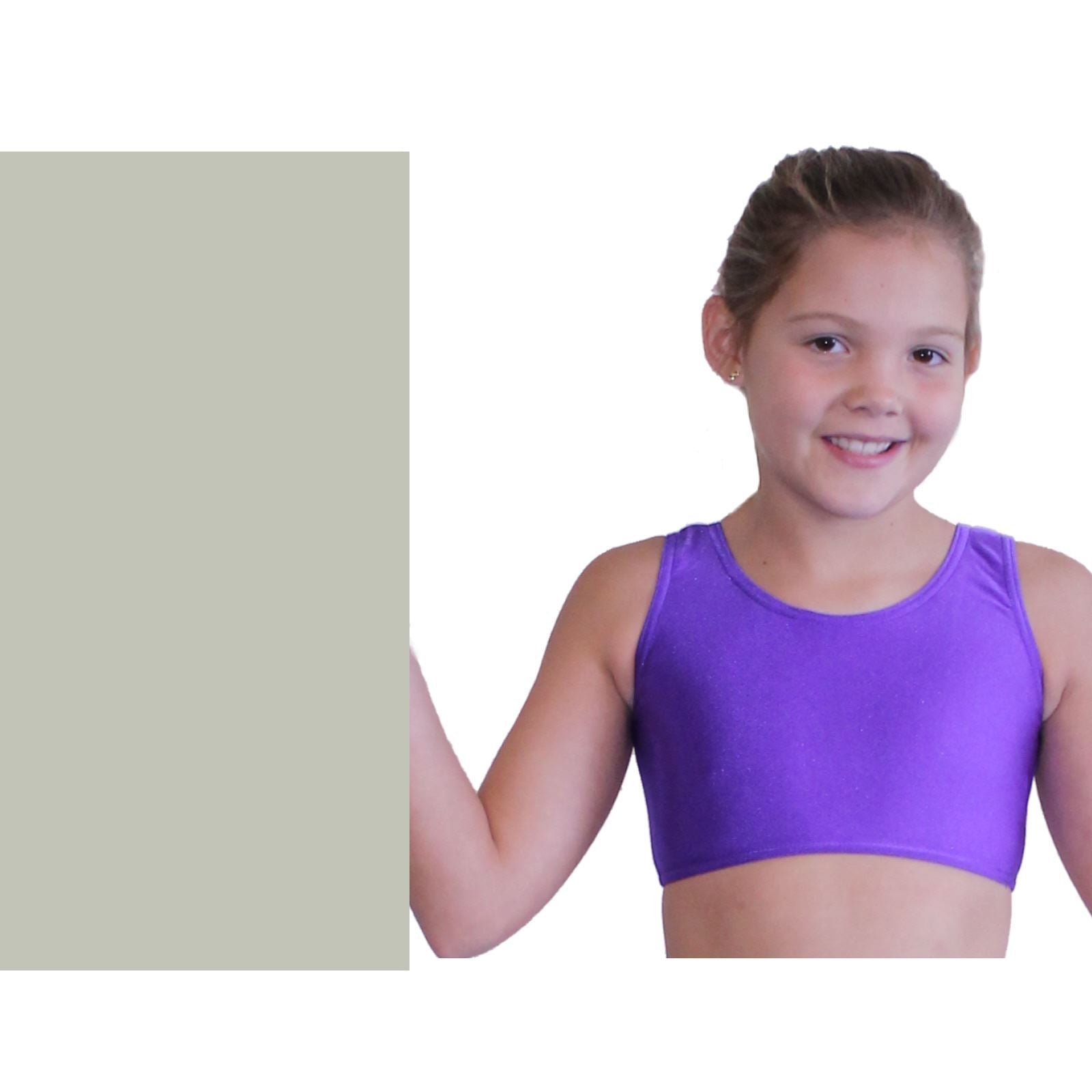 SUZI - SLEEVELESS CROP TOP Dancewear Dancers World Silver 2 (Age 8-10) 