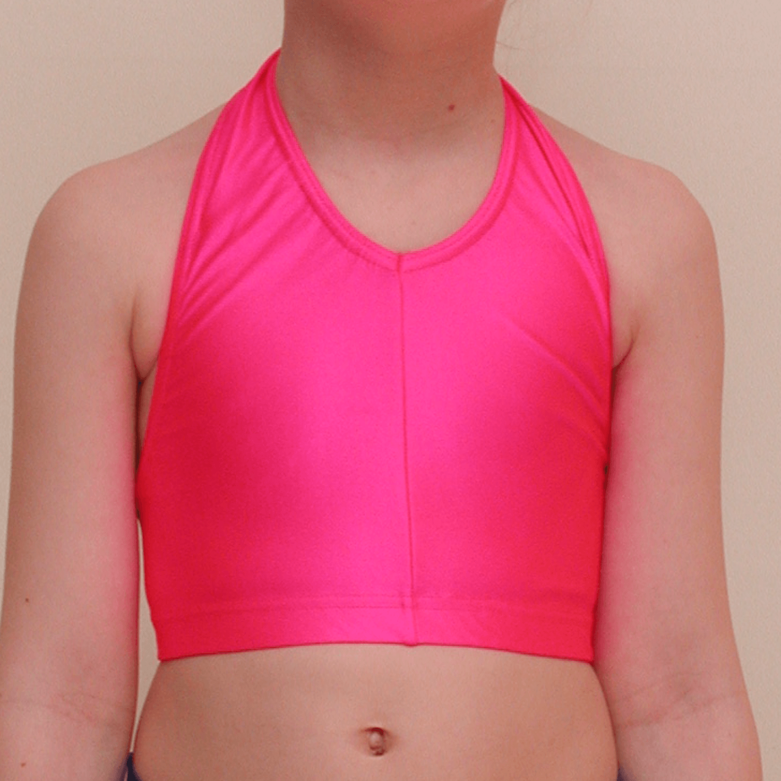 VICKY - LIPSTICK PINK HALTER NECK CROP TOP - SIZE 5 Dancewear Click Dancewear 