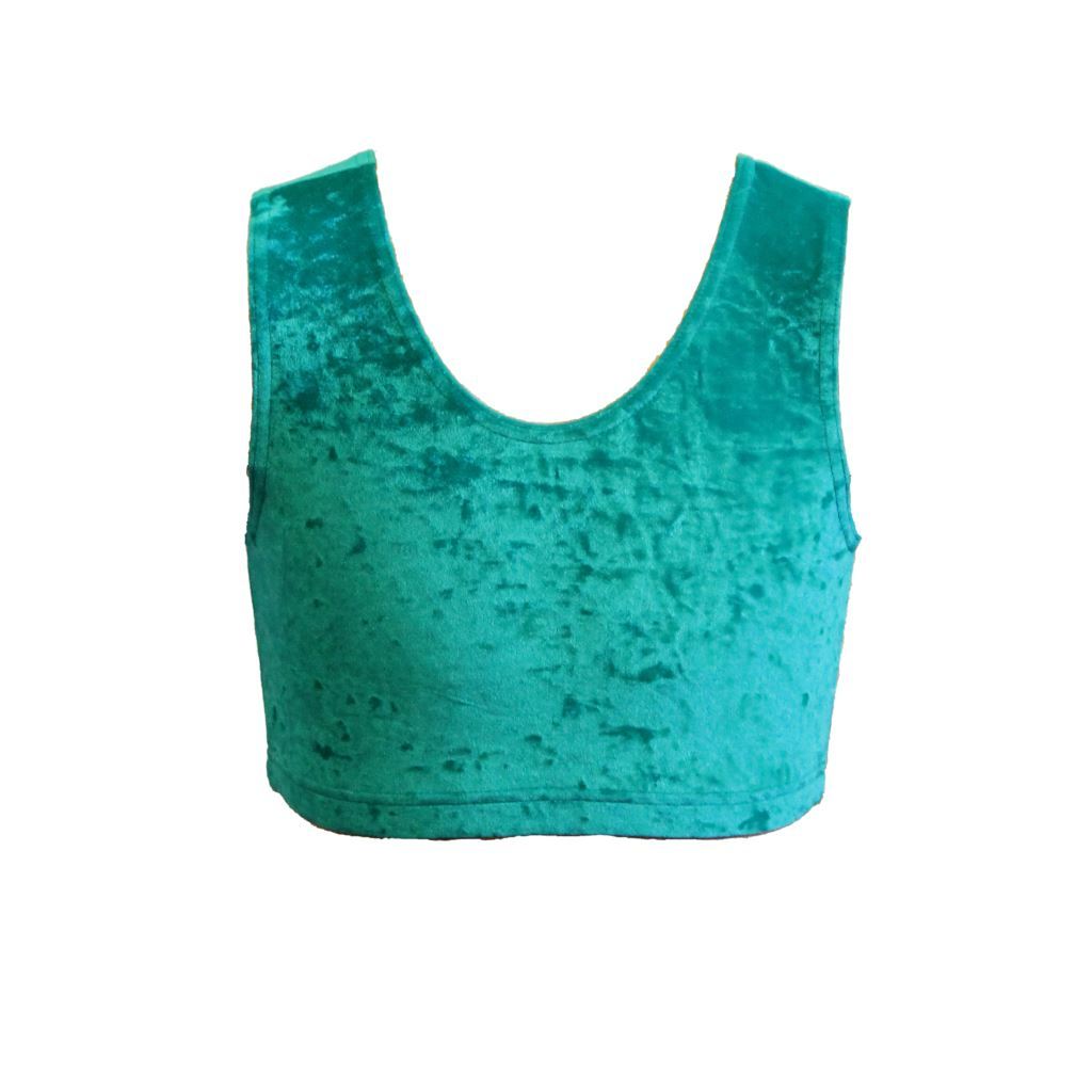 VSUZI - JADE GREEN VELOUR / VELVET SLEEVELESS CROP TOP Dancewear Dancers World 